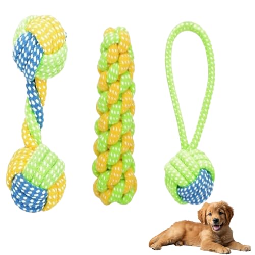 AQCQDQ Rope Toy Puppy,Dog Toy Rope,Puppy Toys for Small Dogs,Puppy Karotte Seil Spielzeug Geflochtene, Kauspielzeug für Welpen für Kleine Mittelgroße Welpen (Popularity 3,L) von AQCQDQ
