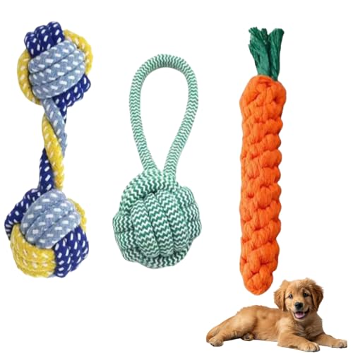 AQCQDQ Rope Toy Puppy,Dog Toy Rope,Puppy Toys for Small Dogs,Puppy Karotte Seil Spielzeug Geflochtene, Kauspielzeug für Welpen für Kleine Mittelgroße Welpen (Very Worth it,L) von AQCQDQ