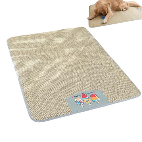 Haustier Kühlmatte, Kühldecke Hund, Kühlendes Hundebett, Sommer Cooling Mat Dog, Rattan Kühlmatte Selbstkühlend Kühldecke Hund Ohne Gel, Waschbares Kühlkissen (#A,75x60 cm) von AQCQDQ