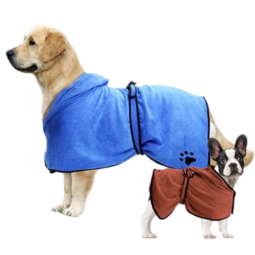 Hundebademantel Aus Mikrofaser Für Mittlere Und Große Hunde, Bademantel Hund Extra Saugfähig,Hundebademantel Mittelgroße Hunde (L,Blue) von AQCQDQ