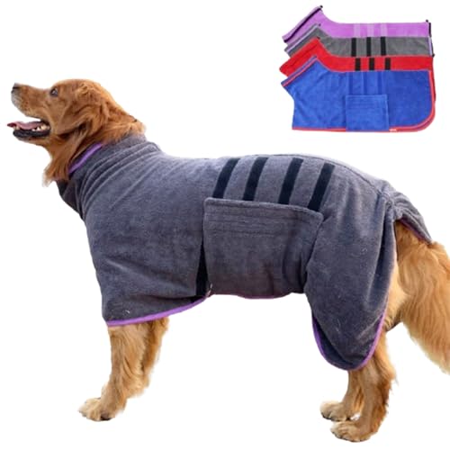 Hundebademantel Für Große Hunde,Bademantel Für Hunde Bademantel Hund Extra SaugfäHig und Trocknendes Mit Klettverschluss Für Große Mittel und Kleine (L,rot) von AQCQDQ
