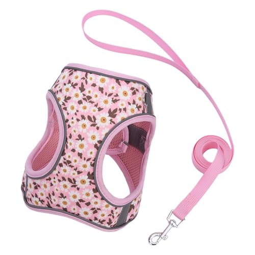 Hundegeschirr mit Leine, Hunde Zuggeschirr, Sicherheitsgeschirr Hund Ausbruchsicher, Hundeschlittengeschirr, Panikgeschirr für Hunde, Verstellbares Welpengeschirr (M,Rosa) von AQCQDQ