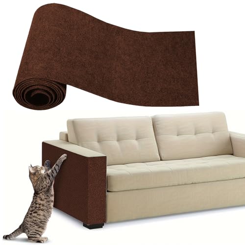 Kratzmatte Katze, Kratzfolie Katzen Selbstklebend, Kratzschutz Sofa Katze, Wand Scratcher, für Sofa Couch Wand Tür und Möbel (Braun,60 * 200 cm) von AQCQDQ