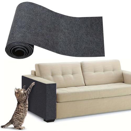 Kratzmatte Katze, Kratzfolie Katzen Selbstklebend, Kratzschutz Sofa Katze, Wand Scratcher, für Sofa Couch Wand Tür und Möbel (Dunkelgrau,60 * 200 cm) von AQCQDQ