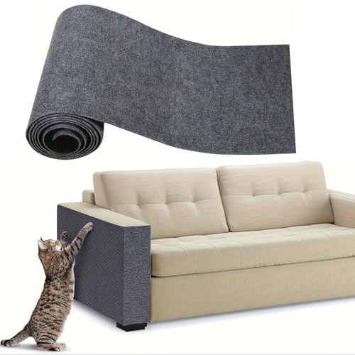 Kratzmatte Katze, Kratzfolie Katzen Selbstklebend, Kratzschutz Sofa Katze, Wand Scratcher, für Sofa Couch Wand Tür und Möbel (Hellgrau,60 * 200 cm) von AQCQDQ