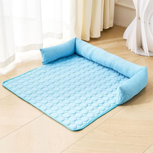 Kühlmatte Hunde Katzen Kühldecke Für Hunde Kühlkissen, Waschbare Selbstkühlende Matte Für Haustiere Summer Pet Ice Pad Abrieb Für Kleine Bis Mittelgroße Haustiere (Blau,70x70 cm) von AQCQDQ
