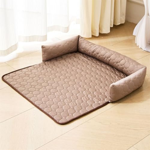 Kühlmatte Hunde Katzen Kühldecke Für Hunde Kühlkissen, Waschbare Selbstkühlende Matte Für Haustiere Summer Pet Ice Pad Abrieb Für Kleine Bis Mittelgroße Haustiere (Kaffee,90x90 cm) von AQCQDQ