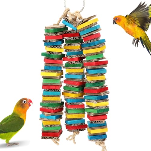 AQH Vogel-Papageien-Spielzeug, Papagei Karton Bunte Ziegel Spielzeug, Hängematte für Sittiche, Liebesvögel, Finken und andere kleine Haustiere von AQH