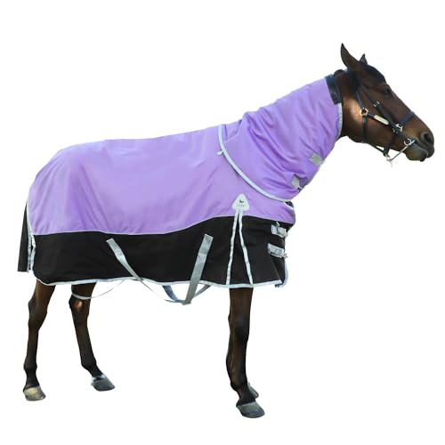 Pferdedecke für den Winter, wasserdicht, 220 g warme Baumwollfüllung, 1200D Premium-Pferdedecke, mittelschwer, wasserdichte Decke, 145 cm von AQINGR