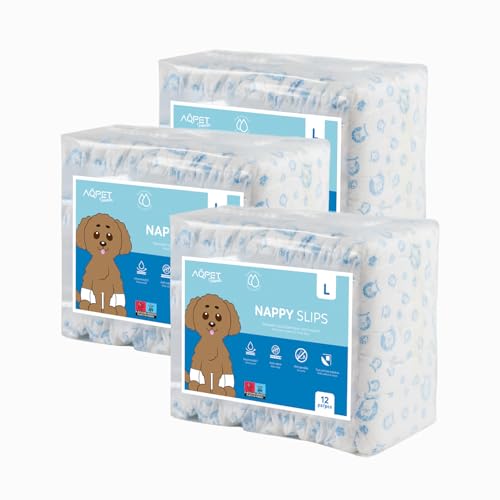 Aqpet Hygienische Windeln für männliche Hunde mit verstellbarem Klebeverschluss, geruchshemmend, Einwegwindeln, Größe L 650 x 200, Packung mit 36 Stück Aqpet Hygienische Windeln für männliche Hunde mit verstellbarem Klebeverschluss, geruchshemmend, Einwegwindeln, Größe L 650 x 200, Packung mit 36 Stück von AQPET