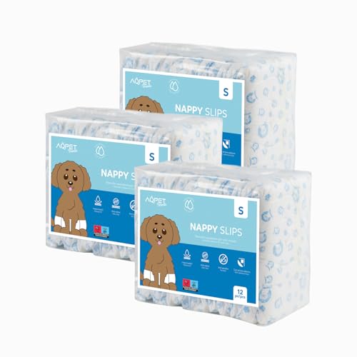 Aqpet Hygienische Windeln für männliche Hunde mit verstellbarem Klebeverschluss, geruchshemmend, Einwegwindeln, Größe Small 420 x 175 mm, Packung mit 36 Stück Aqpet Hygienische Windeln für männliche Hunde mit verstellbarem Klebeverschluss, geruchshemmend, Einwegwindeln, Größe Small 420 x 175 mm, Packung mit 36 Stück von AQPET