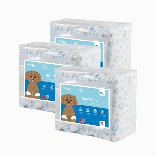 Aqpet Hygienische Windeln für männliche Hunde mit verstellbarem Klebeverschluss, geruchshemmend, Einwegwindeln, Größe XL 850 x 200, Packung mit 36 Stück Aqpet Hygienische Windeln für männliche Hunde mit verstellbarem Klebeverschluss, geruchshemmend, Einwegwindeln, Größe XL 850 x 200, Packung mit 36 Stück von AQPET