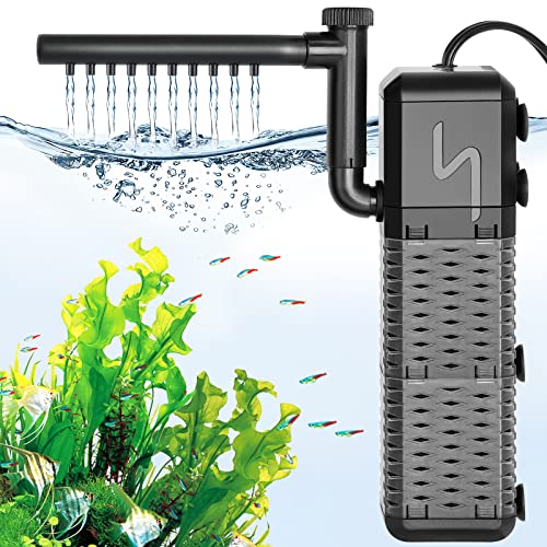 AQQA Aquarium Filter, Einstellbarer 800L/H Aquarium Schwammfilter, 9W Leiser Aquarium Filterpumpe für kleine Tank bis zu 250L von AQQA