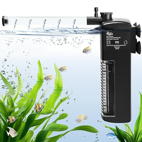 AQQA Aquarium Filter,Einstellbare Aquarium Internal Filter,4.5W Aquarium innenfilter mit 300L/H Wasserpumpe, für Aquarium von bis 120L von AQQA