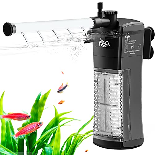 AQQA Aquarium Filter,Einstellbare Aquarium Innenfilter,Leiser 8.5W Aquarien Schwammfilter mit 300L/H Wasserpumpe,Aquarium Pumpe mit Filter for up to 120L Aquarium von AQQA