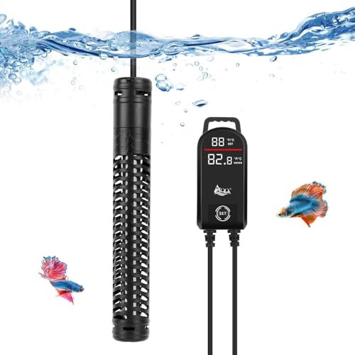 AQQA Aquarium Heizung, 300W/500W/800W/1000W/1200W Tauchheizung für Aquarien mit LED-Digitalanzeige & Übertemperaturschutz, für Salz- und Süßwasser Aquarium Fischbecken von AQQA