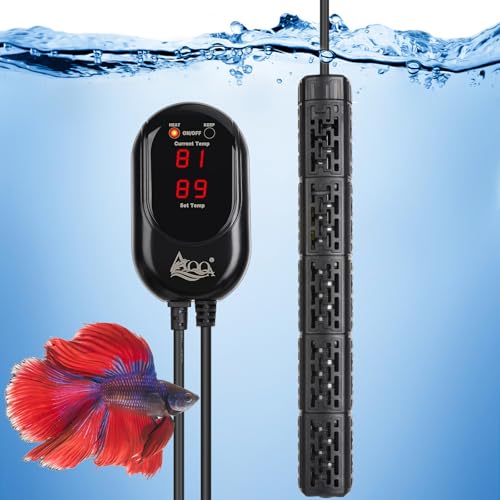 AQQA Aquarium-Heizung, 500 W Aquarium-Heizung mit externer Steuerung von 15 - 33,9 °C, schnelle Heizung, Trockenbrennbeständigkeit und Übertemperaturschutzsystem von AQQA