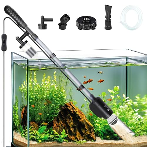 AQQA Aquarium Mulmsauger Elektrisch,6 in 1 Automatisch Aquarium Reinigungsset,20W Aquarium Kiesreiniger Staubsauger für Wasserwechsel Sandreiniger Wasserfilterung von AQQA