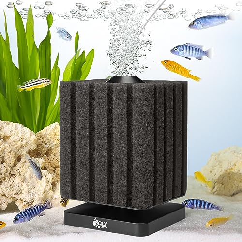 AQQA Aquarium Schwammfilter, 2024 Upgrade Aquarium Filter für Biologische und Mechanische Filterung, Tauchschaum Schwammfilter mit 1 Ersatzschwamm (M für 120-450L) von AQQA