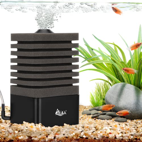 AQQA Aquarium Schwammfilter,Leiser Aquarium Filter für Biologische und Mechanische Filterung,Luftheber Aquarium Innenfilter mit Filtermateria von AQQA