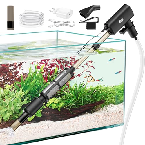 AQQA Aquarium Wasserwechsel,8W Elektrisch Aquarium Mulmsauger mit 4-stufig Einstellbarer Saugkraft, Aquarium Reiniger für automatischen Wasserwechsel, Schmutzentfernung und Sandreinigung von AQQA