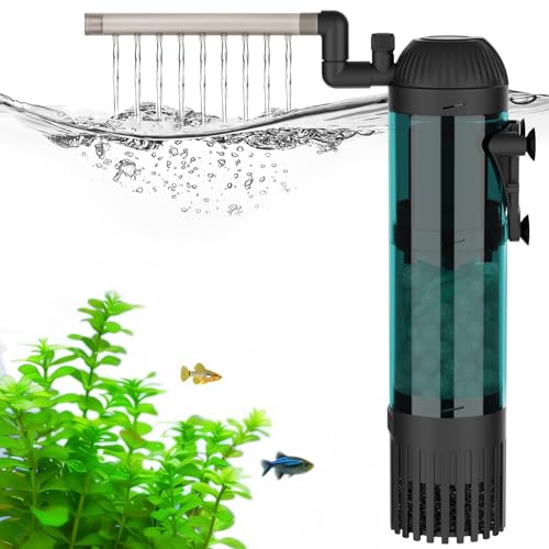 AQQA Aquarium Filter, 800L/h Starke Strömung Aquarium Filterpumpe, 15W Leiser Innenfilter Aquarium mit 3-stufiger Filtration für Aquarien bis zu 350L von AQQA