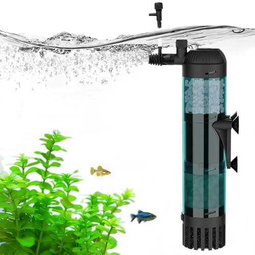AQQA Aquarium Filter, 600L/h Starke Strömung Aquarium Filterpumpe, 8W Leiser Innenfilter Aquarium mit 3-stufiger Filtration für Aquarien bis zu 200L von AQQA
