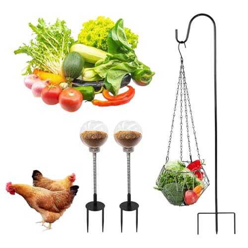 Hängender Hühner-Futterspender Zubehör Großer Geflügel Gemüse Früchte Futterkorb mit hängender Kette Küken Slow Feeder Spielzeug Veggie Treat Ball Langeweile Spielzeug für Hühner Hühner Enten Vögel von AQQHSAIN