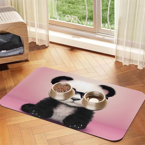 Futternapfmatte für Hunde und Wassernapf, rutschfest, saugfähig, Katzen-Futterstation, Baby-Panda mit Brille, Haustierfuttermatte für Böden, keine Flecken, Wassernapf-Matte, 30 x 45 cm Futternapfmatte für Hunde und Wassernapf, rutschfest, saugfähig, Katzen-Futterstation, Baby-Panda mit Brille, Haustierfuttermatte für Böden, keine Flecken, Wassernapf-Matte, 30 x 45 cm von AQRJKHD