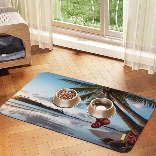 Futternapfmatte für Hunde und Wassernapf, rutschfest, saugfähig, Katzen-Futterstation, Palme, Haustierfuttermatte für Böden, keine Flecken, Wassernapf-Matte, 30 x 45 cm Futternapfmatte für Hunde und Wassernapf, rutschfest, saugfähig, Katzen-Futterstation, Palme, Haustierfuttermatte für Böden, keine Flecken, Wassernapf-Matte, 30 x 45 cm von AQRJKHD