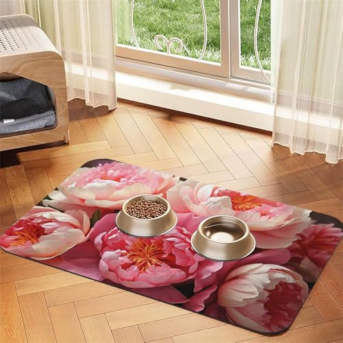 Futternapfmatte für Hunde und Wassernapf, rutschfest, saugfähig, Katzen-Futterstation, Pfingstrosen, Blumen, Haustierfuttermatte für Böden, keine Flecken, Wassernapf-Matte, 30 x 45 cm Futternapfmatte für Hunde und Wassernapf, rutschfest, saugfähig, Katzen-Futterstation, Pfingstrosen, Blumen, Haustierfuttermatte für Böden, keine Flecken, Wassernapf-Matte, 30 x 45 cm von AQRJKHD
