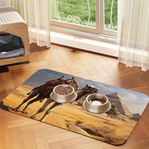 Futternapfmatte für Hunde und Wassernapf, rutschfest, saugfähig, Katzen-Futterstation, Pyramide, Kamel, Haustierfuttermatte für Böden, keine Flecken, Wassernapf-Matte, 30 x 45 cm Futternapfmatte für Hunde und Wassernapf, rutschfest, saugfähig, Katzen-Futterstation, Pyramide, Kamel, Haustierfuttermatte für Böden, keine Flecken, Wassernapf-Matte, 30 x 45 cm von AQRJKHD
