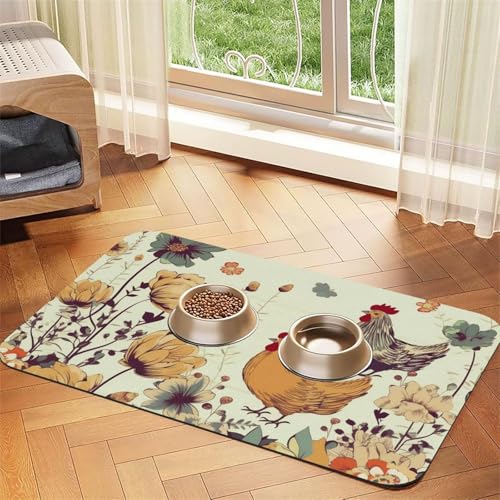 Futternapfmatte für Hunde und Wassernapf, rutschfest, saugfähig, Katzen-Futterstation, für Hühner, fliegende Schmetterlinge unter Blumen, Haustierfuttermatte für Böden, keine Flecken, für Hunde und Futternapfmatte für Hunde und Wassernapf, rutschfest, saugfähig, Katzen-Futterstation, für Hühner, fliegende Schmetterlinge unter Blumen, Haustierfuttermatte für Böden, keine Flecken, für Hunde und von AQRJKHD