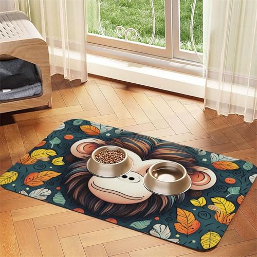 Futternapfmatte für Hunde und Wassernapf, rutschfest, saugfähig, Katzen-Futterunterlage, Affenmuster, Haustierfuttermatte für Böden, keine Flecken, Wassernapf-Matte, 30 x 45 cm Futternapfmatte für Hunde und Wassernapf, rutschfest, saugfähig, Katzen-Futterunterlage, Affenmuster, Haustierfuttermatte für Böden, keine Flecken, Wassernapf-Matte, 30 x 45 cm von AQRJKHD