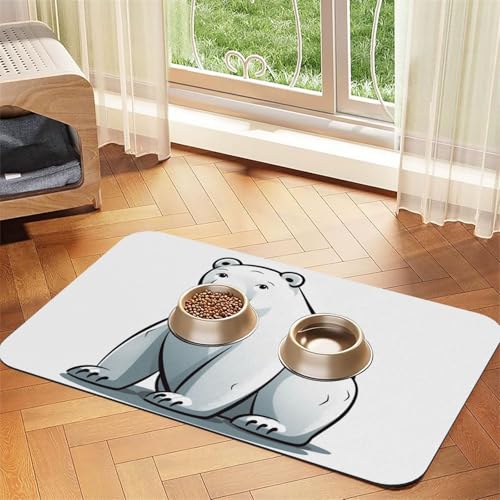 Futternapfmatte für Hunde und Wassernapf, rutschfest, saugfähig, Katzen-Futterunterlage, Eisbär, Haustierfuttermatte für Böden, keine Flecken, Wassernapf-Matte, 30 x 45 cm Futternapfmatte für Hunde und Wassernapf, rutschfest, saugfähig, Katzen-Futterunterlage, Eisbär, Haustierfuttermatte für Böden, keine Flecken, Wassernapf-Matte, 30 x 45 cm von AQRJKHD