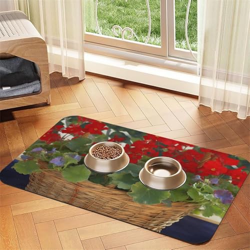 Futternapfmatte für Hunde und Wassernapf, rutschfest, saugfähig, Katzenfutterunterlage, Geranienkorb, Haustierfuttermatte für Böden, keine Flecken, Wassernapf-Matte, 40 x 60 cm Futternapfmatte für Hunde und Wassernapf, rutschfest, saugfähig, Katzenfutterunterlage, Geranienkorb, Haustierfuttermatte für Böden, keine Flecken, Wassernapf-Matte, 40 x 60 cm von AQRJKHD