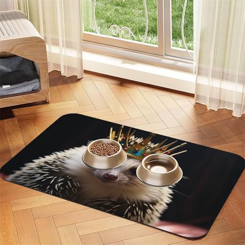 Futternapfmatte für Hunde und Wassernapf, rutschfest, saugfähig, Katzenfutterunterlage, Krone mit Igel, Haustierfuttermatte für Böden, keine Flecken, Wassernapf-Matte, 30 x 45 cm Futternapfmatte für Hunde und Wassernapf, rutschfest, saugfähig, Katzenfutterunterlage, Krone mit Igel, Haustierfuttermatte für Böden, keine Flecken, Wassernapf-Matte, 30 x 45 cm von AQRJKHD