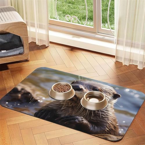 Futternapfmatte für Hunde und Wassernapf, rutschfest, saugfähig, Katzenfutterunterlage, Otter spielt im Wasser, Haustierfuttermatte für Böden, keine Flecken, für Hunde und Katzen, Wassernapfmatte, 30 Futternapfmatte für Hunde und Wassernapf, rutschfest, saugfähig, Katzenfutterunterlage, Otter spielt im Wasser, Haustierfuttermatte für Böden, keine Flecken, für Hunde und Katzen, Wassernapfmatte, 30 von AQRJKHD