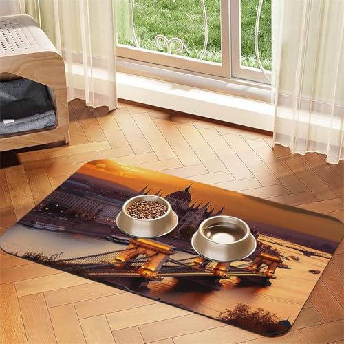 Futternapfmatte für Hunde und Wassernapf, rutschfest, saugfähig, Katzenfutterunterlage, Sonnenuntergang in Budapest, Haustierfuttermatte für Böden, keine Flecken, Wassernapf-Matte, 30 x 45 cm Futternapfmatte für Hunde und Wassernapf, rutschfest, saugfähig, Katzenfutterunterlage, Sonnenuntergang in Budapest, Haustierfuttermatte für Böden, keine Flecken, Wassernapf-Matte, 30 x 45 cm von AQRJKHD