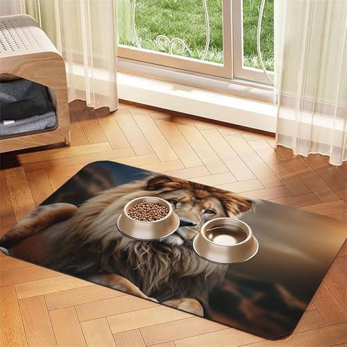 Futternapfmatte für Hunde und Wassernapf, rutschfest, saugfähig, Katzenfutterunterlage, kreative Tiere, Löwe, Haustierfuttermatte für Böden, keine Flecken, Wassernapf-Matte, 30 x 45 cm Futternapfmatte für Hunde und Wassernapf, rutschfest, saugfähig, Katzenfutterunterlage, kreative Tiere, Löwe, Haustierfuttermatte für Böden, keine Flecken, Wassernapf-Matte, 30 x 45 cm von AQRJKHD