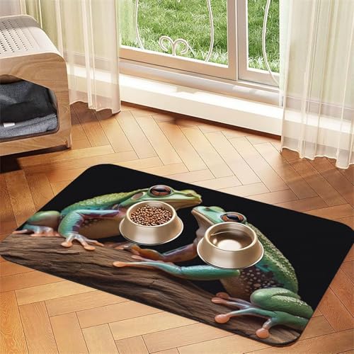 Futternapfmatte für Hunde und Wassernapf, rutschfest, saugfähig, für Katzen, 2 Frösche, Haustierfuttermatte für Böden, keine Flecken, Wassernapf-Matte, 30 x 45 cm Futternapfmatte für Hunde und Wassernapf, rutschfest, saugfähig, für Katzen, 2 Frösche, Haustierfuttermatte für Böden, keine Flecken, Wassernapf-Matte, 30 x 45 cm von AQRJKHD