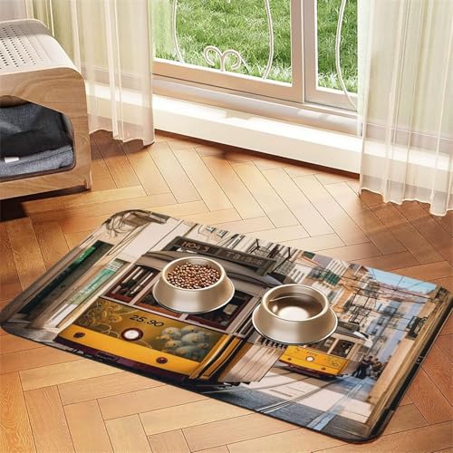 Futternapfmatte für Hunde und Wassernapf, rutschfest, saugfähig, für Katzen, Lissabon, Straßenbahn, Haustierfuttermatte für Böden, keine Flecken, Wassernapf-Matte, 30 x 45 cm Futternapfmatte für Hunde und Wassernapf, rutschfest, saugfähig, für Katzen, Lissabon, Straßenbahn, Haustierfuttermatte für Böden, keine Flecken, Wassernapf-Matte, 30 x 45 cm von AQRJKHD