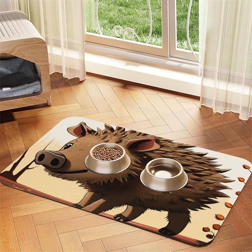 Futternapfmatte für Hunde und Wassernapf, rutschfest, saugfähig, für Katzen, Wildschwein-Animation, Haustierfuttermatte für Böden, keine Flecken, Wassernapf-Matte, 40 x 60 cm Futternapfmatte für Hunde und Wassernapf, rutschfest, saugfähig, für Katzen, Wildschwein-Animation, Haustierfuttermatte für Böden, keine Flecken, Wassernapf-Matte, 40 x 60 cm von AQRJKHD