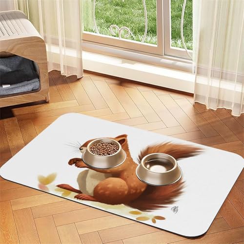Futternapfmatte für Hunde und Wassernapf, rutschfest, saugfähig, für Katzen, lebhaftes Eichhörnchen, Haustierfuttermatte für Böden, keine Flecken, Wassernapf-Matte, 30 x 45 cm Futternapfmatte für Hunde und Wassernapf, rutschfest, saugfähig, für Katzen, lebhaftes Eichhörnchen, Haustierfuttermatte für Böden, keine Flecken, Wassernapf-Matte, 30 x 45 cm von AQRJKHD