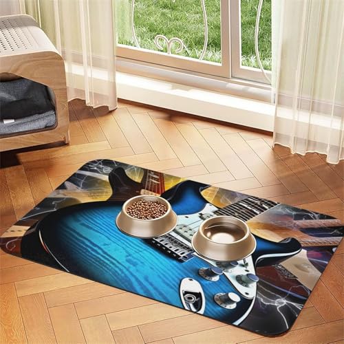 Futternapfmatte für Hunde und Wassernapf, rutschfest, saugfähig, für Katzen, magische E-Gitarre, Musik, Haustierfuttermatte für Böden, keine Flecken, Wassernapf-Matte, 40 x 60 cm Futternapfmatte für Hunde und Wassernapf, rutschfest, saugfähig, für Katzen, magische E-Gitarre, Musik, Haustierfuttermatte für Böden, keine Flecken, Wassernapf-Matte, 40 x 60 cm von AQRJKHD