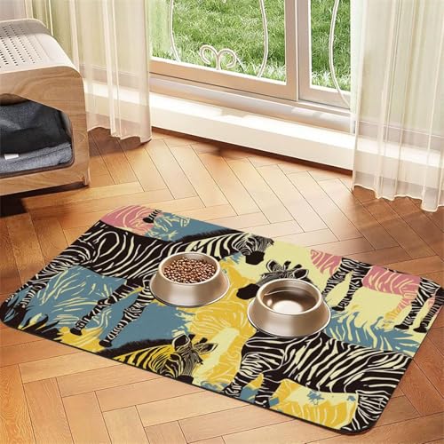 Futternapfmatte für Hundenäpfe und Wassernapf, rutschfest, saugfähig, Katzen-Futterstation, Giraffe und Zebra-Haustierfuttermatte für Böden, keine Flecken, Wassernapf-Matte, 40 x 60 cm Futternapfmatte für Hundenäpfe und Wassernapf, rutschfest, saugfähig, Katzen-Futterstation, Giraffe und Zebra-Haustierfuttermatte für Böden, keine Flecken, Wassernapf-Matte, 40 x 60 cm von AQRJKHD