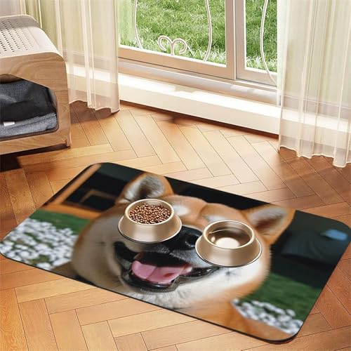 Futternapfmatte für Hundenäpfe und Wassernapf, rutschfest, saugfähig, Katzen-Futterstation, Shiba Inu Smile Zunge heraus, Haustierfuttermatte für Böden, keine Flecken, für Hunde und Katzen Futternapfmatte für Hundenäpfe und Wassernapf, rutschfest, saugfähig, Katzen-Futterstation, Shiba Inu Smile Zunge heraus, Haustierfuttermatte für Böden, keine Flecken, für Hunde und Katzen von AQRJKHD