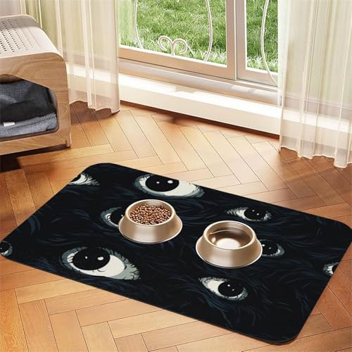 Futternapfmatte für Hundenäpfe und Wassernapf, rutschfest, saugfähig, Katzen-Futterstation, gruselige Augen, Haustierfuttermatte für Böden, keine Flecken, Wassernapf-Matte, 30 x 45 cm Futternapfmatte für Hundenäpfe und Wassernapf, rutschfest, saugfähig, Katzen-Futterstation, gruselige Augen, Haustierfuttermatte für Böden, keine Flecken, Wassernapf-Matte, 30 x 45 cm von AQRJKHD