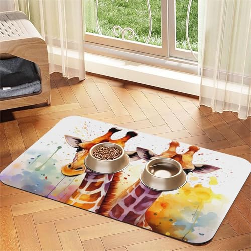 Futternapfmatte für Hundenäpfe und Wassernapf, rutschfest, saugfähig, Katzen-Futterunterlage, Aquarell, Giraffen, Haustierfuttermatte für Böden, keine Flecken, für Hunde und Katzen, Wassernapf, 40 x Futternapfmatte für Hundenäpfe und Wassernapf, rutschfest, saugfähig, Katzen-Futterunterlage, Aquarell, Giraffen, Haustierfuttermatte für Böden, keine Flecken, für Hunde und Katzen, Wassernapf, 40 x von AQRJKHD