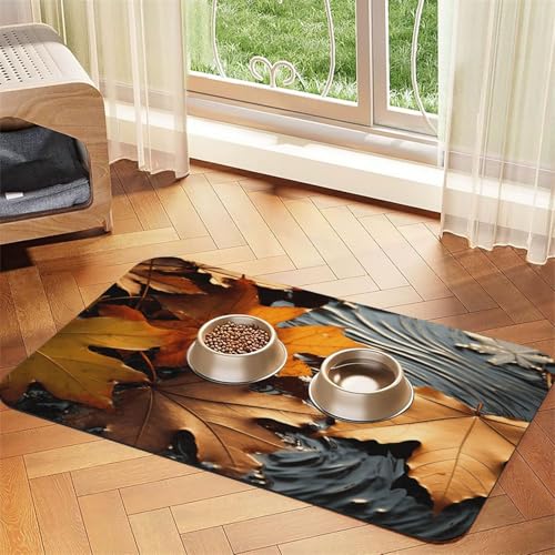 Futternapfmatte für Hundenäpfe und Wassernapf, rutschfest, saugfähig, Katzen-Futterunterlage, Herbstblätter, Haustierfuttermatte für Böden, keine Flecken, Wassernapfmatte, 40 x 60 cm Futternapfmatte für Hundenäpfe und Wassernapf, rutschfest, saugfähig, Katzen-Futterunterlage, Herbstblätter, Haustierfuttermatte für Böden, keine Flecken, Wassernapfmatte, 40 x 60 cm von AQRJKHD